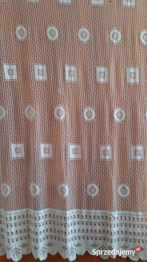 Firanka biała ze szlaczkiem na dole wymiar biały