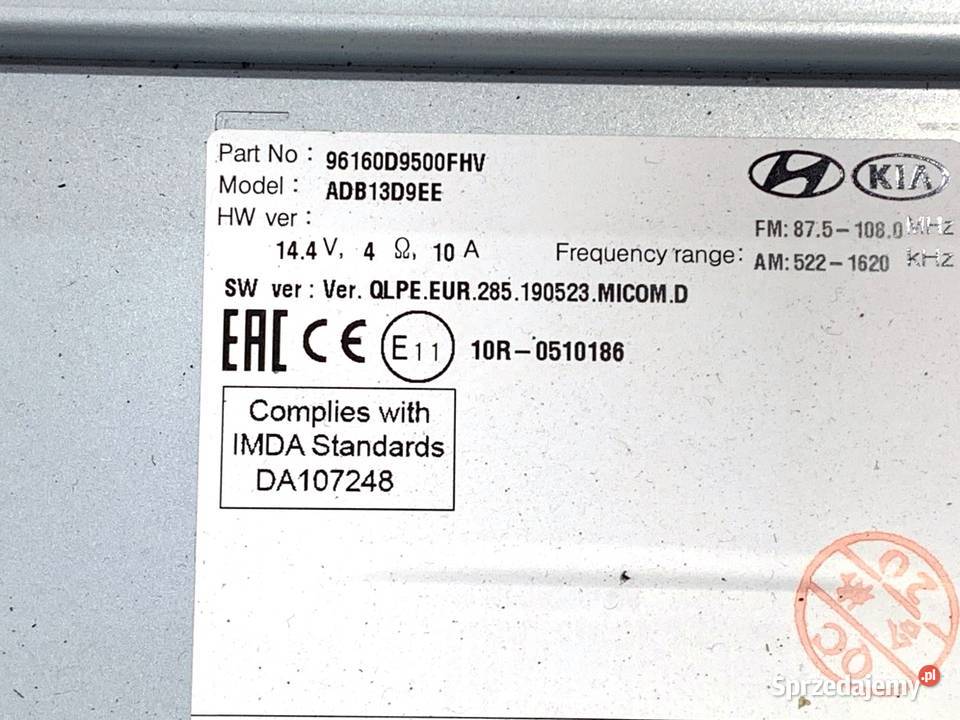 RADIO KIA SPORTAGE IV 96160D9500FHV ODTWARZACZ podkarpackie sprzedam