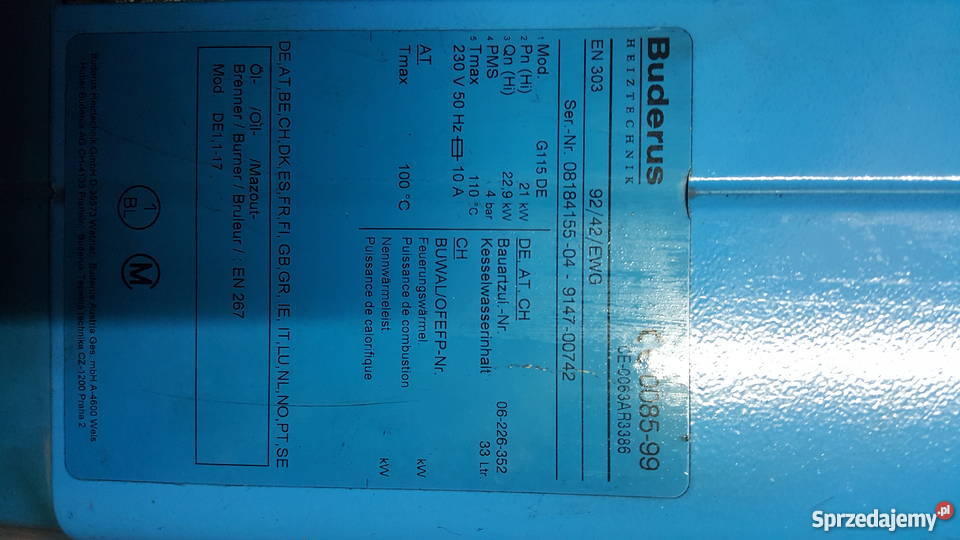 Piec BUDERUS G115 ze sterownikiem ECOMATIC 2000 Piece i kominki Tomaszów Mazowiecki sprzedam