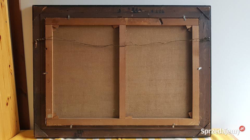 Stary duży olejny obraz pejzaż C Hartwig Dąbrowa Górnicza sprzedam