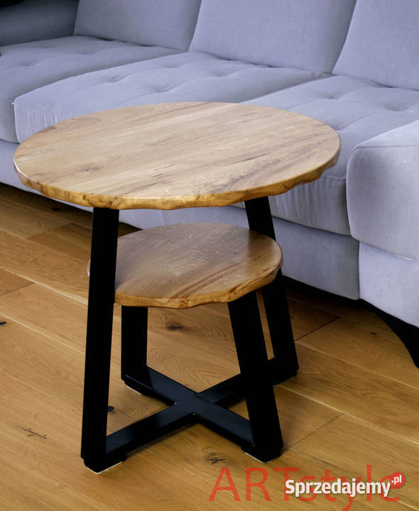 Dębowy stolik na metalowych nogach 60cm zachodniopomorskie Szczecin
