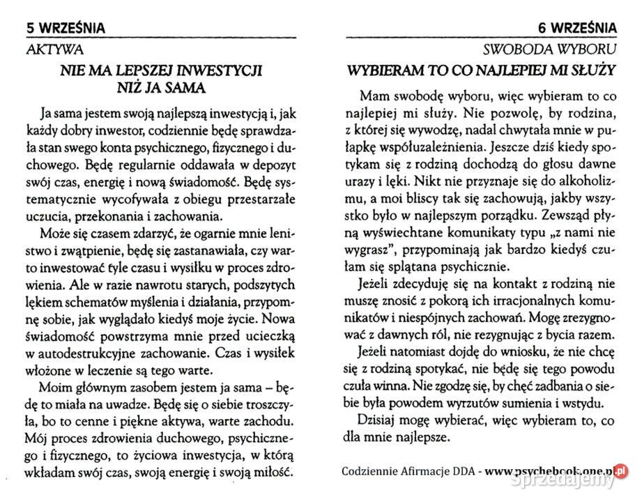 Codzienne Afirmacje DDA dorosłych dzieci sprzedam