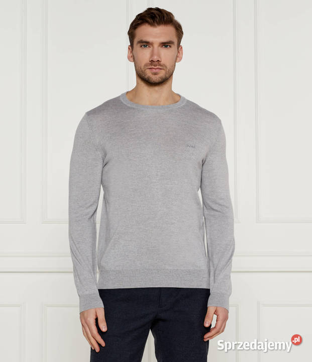 Sweter bawełniany Hugo Boss regular fit szary Moda i Styl Białystok