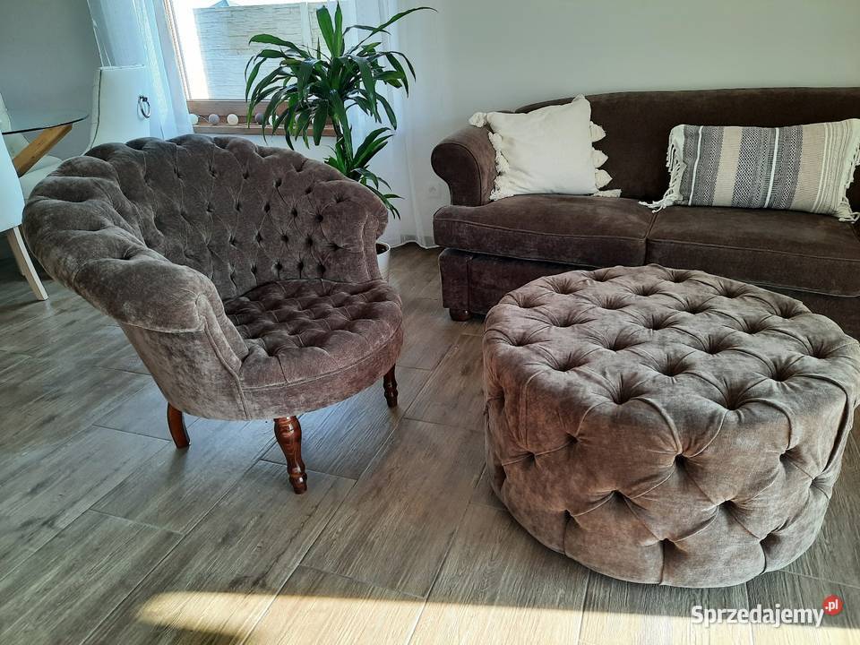 Elegancki pikowany fotel Chesterfield Dom i Ogród Poznań