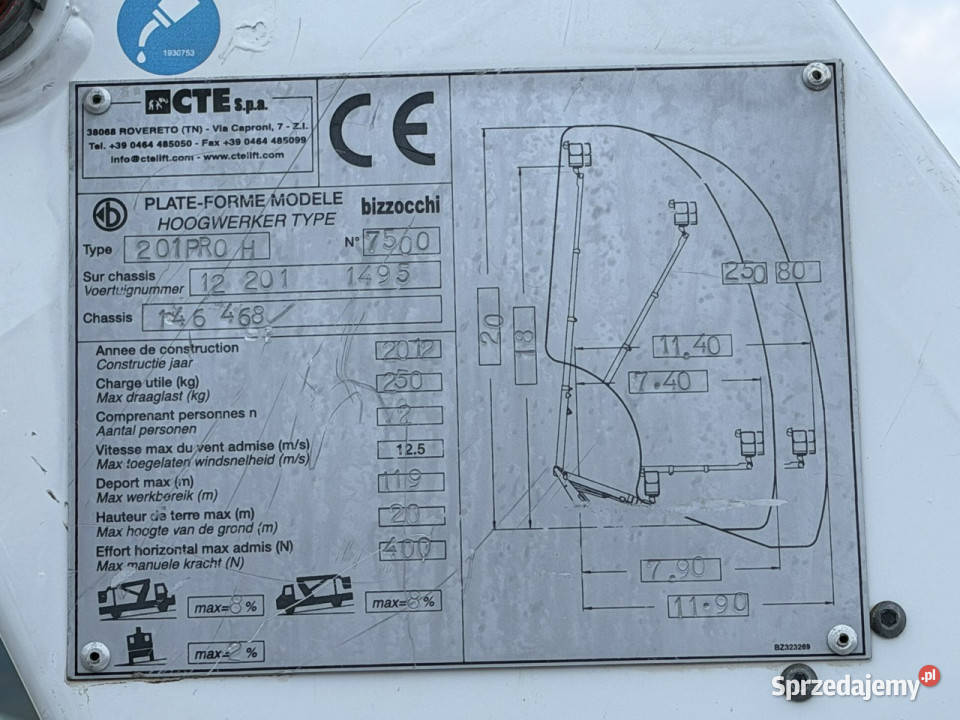 Nissan Cabstar Podnośnik Koszowy 20m CTE 201 PRO Nissan Samochody dostawcze Widełki