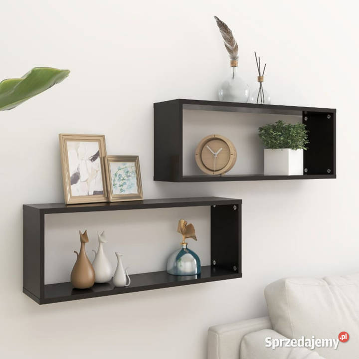 Półki ścienne kostki 2 czarne 60x15x23 WM807136 mazowieckie sprzedam