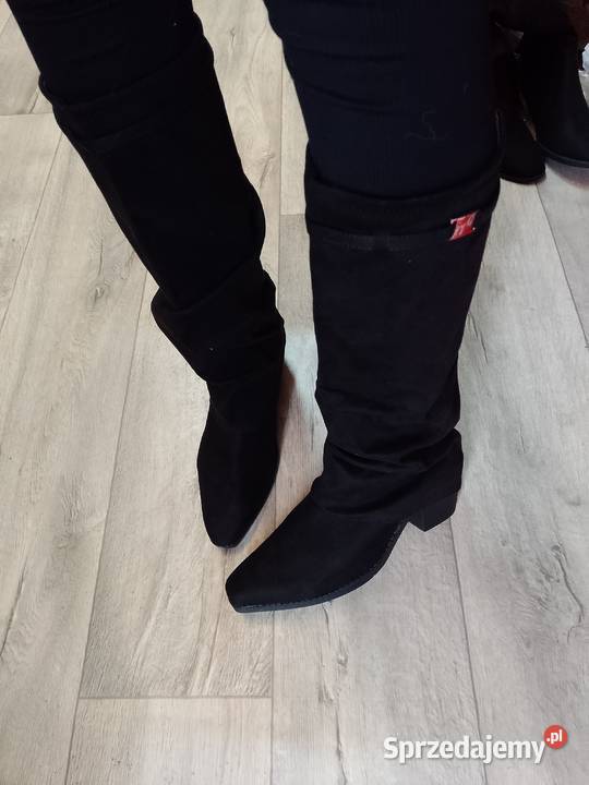 4243 Czarne Zdobione Kozaki kowbojki wieczorowe Kraków