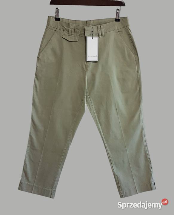 Damskie oliwkowe bawełniane spodnie proste Moda i Styl Chrzanów sprzedam