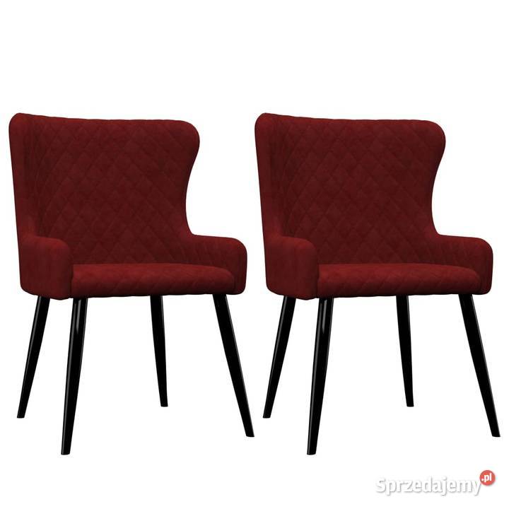 vidaXL Krzesła do jadalni, 2 szt., czerwone, aksamit(282531)