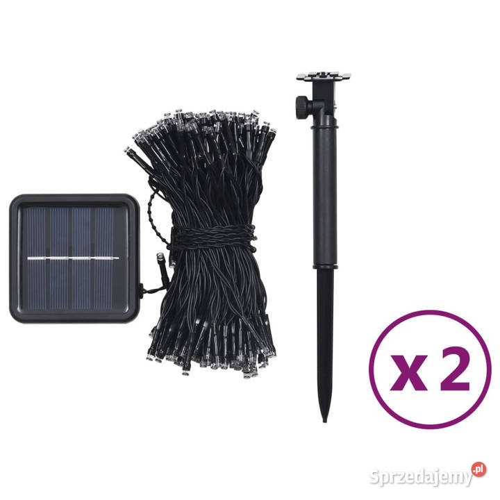 Solarne lampki dekoracyjne 2 2x200 LED zimne