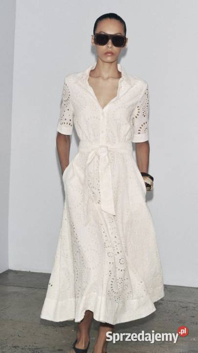 Sukienka midi ażurowa XL hafty Zara XXL