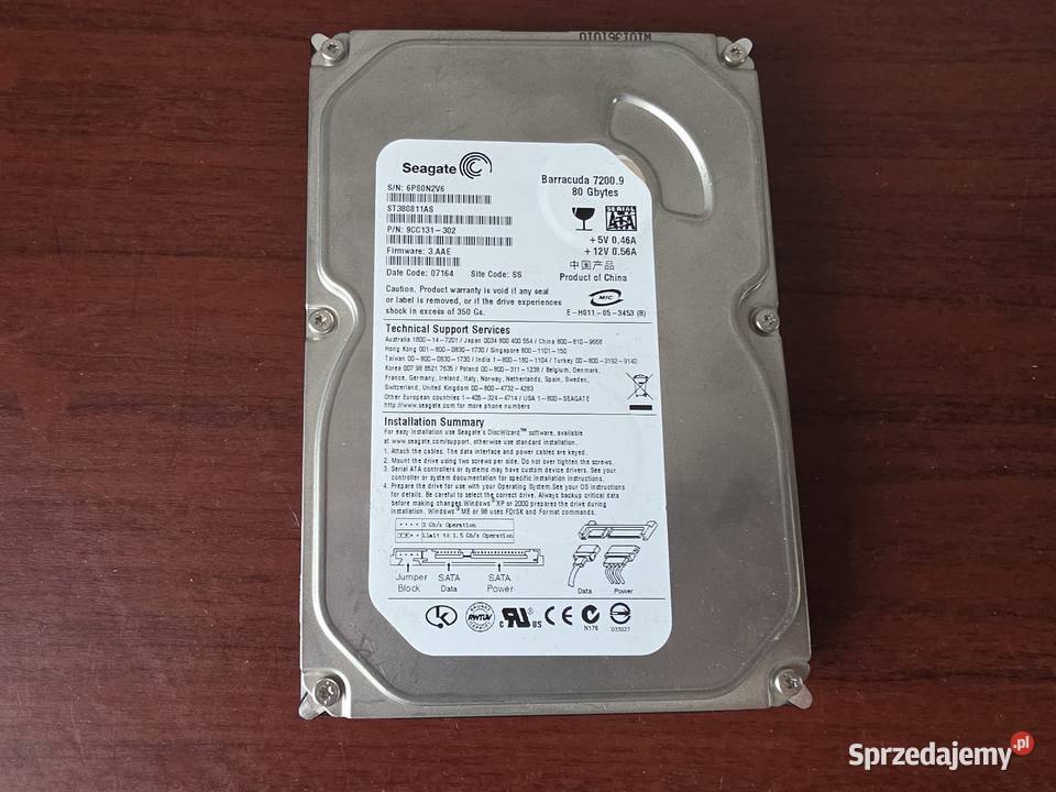 Dysk HDD 80GB Seagate Barracuda 72009 7200rpm wewnętrzny łódzkie Łódź