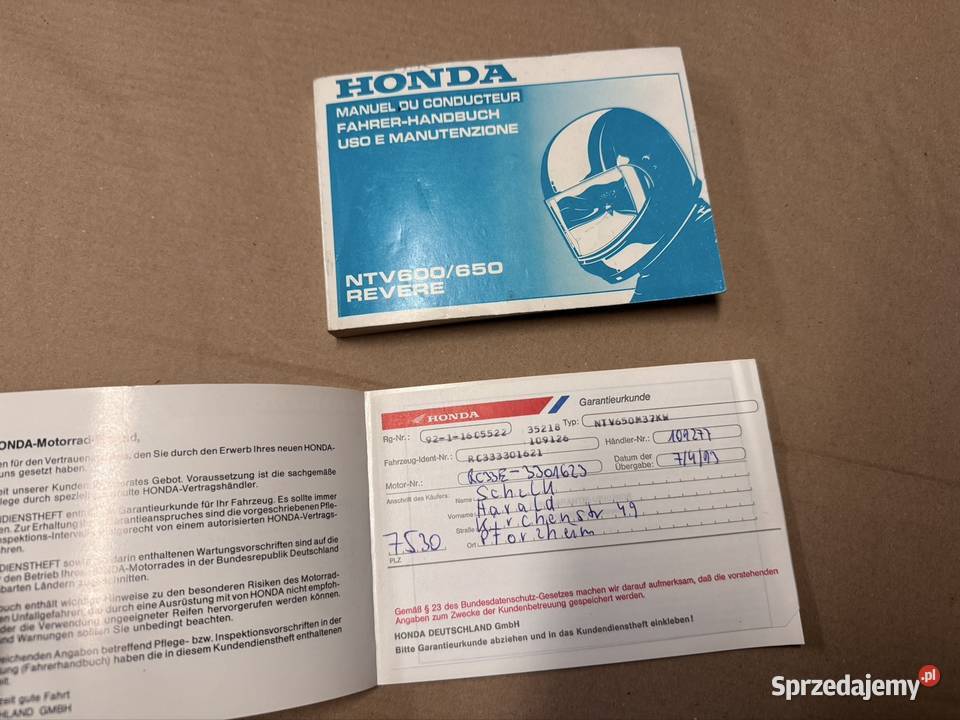 Honda NTV 650 Revere Instrukcja obsługi Książka Jelenia Góra