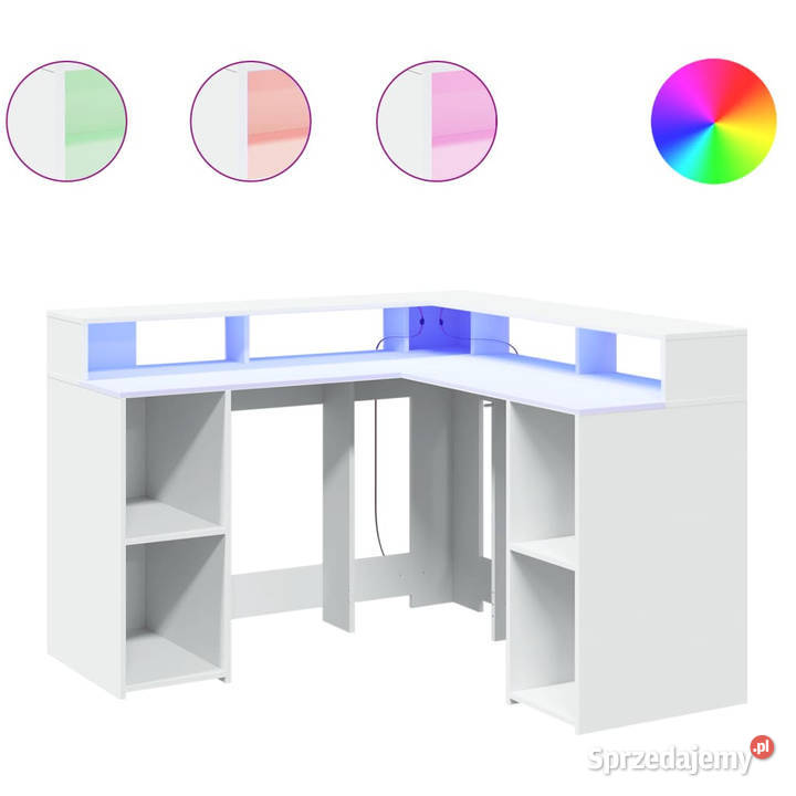Biurko z podświetleniem LED białe 130x130x91