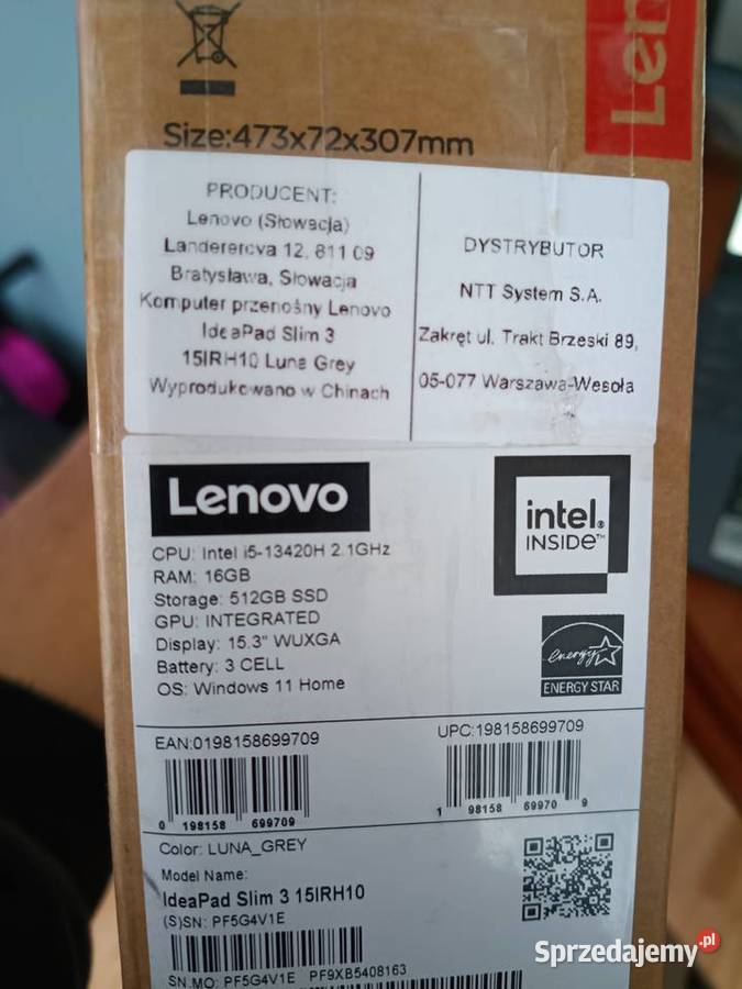 Lenovo ideaPad slim 3 Nowa sztuka Komputery i Akcesoria Bolesławiec sprzedam