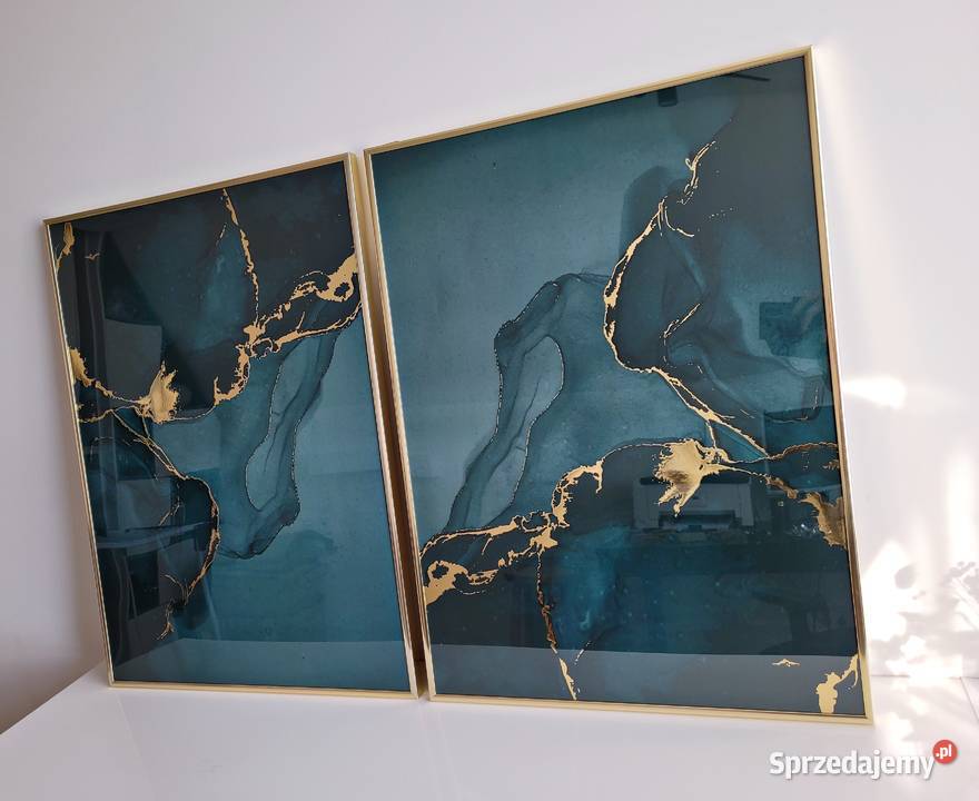 Zielony marmur złoty 2 plakaty 50 x 70 2 złote Liszki