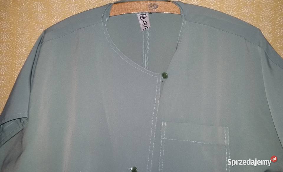 Zielona bluzka w serek z dekoltemKrótki rękawM Łódź