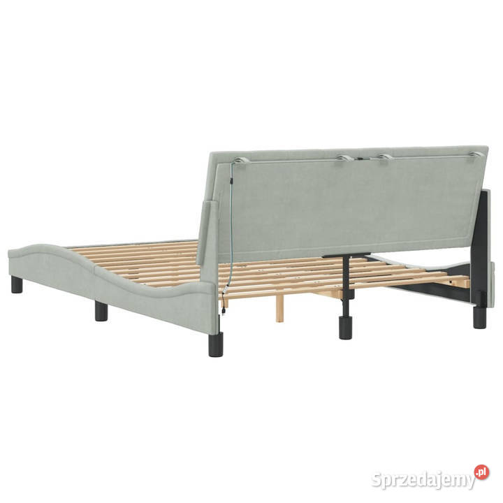 Rama łóżka z LED jasnoszara aksamitna 120x200 218cm Warszawa