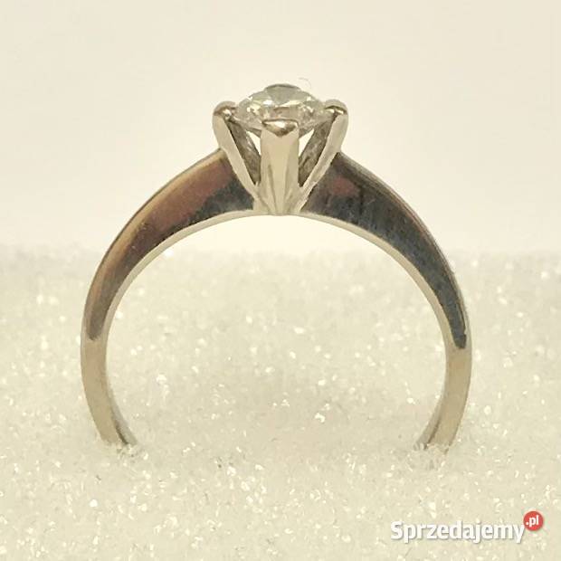 Złoty PIERŚCIONEK zaręczynowy 14K DIAMENT 033ct Warszawa