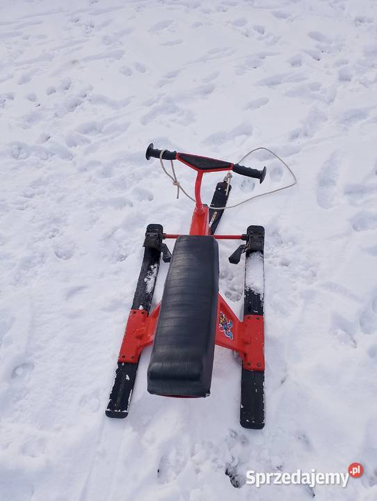 Nartosanki Skibob metalowe czerwone PRL Jaworzno