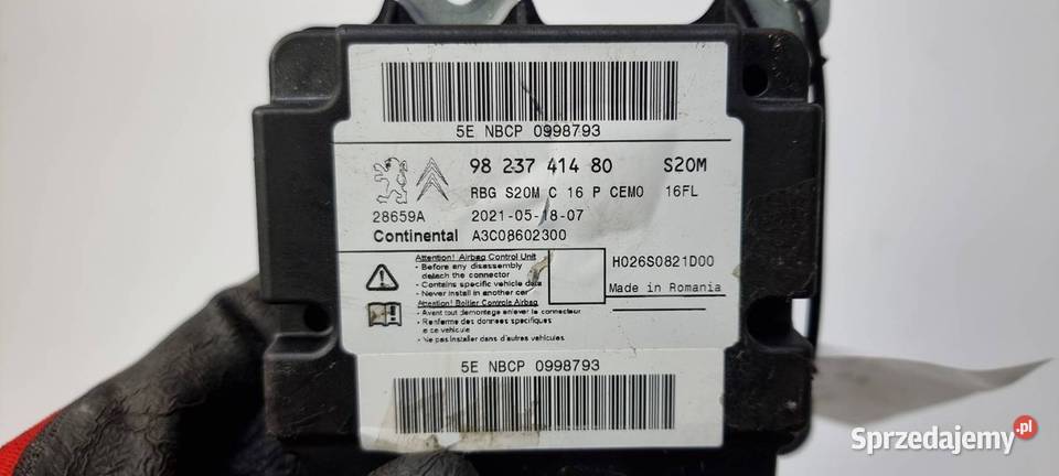 SENSOR AIRBAG CITROEN BERLINGO III 9823741480 osobowe kujawsko-pomorskie Lipno