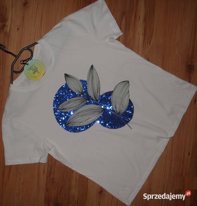 Tshirt CHABROWE Liście cekiny r LXL Inny materiał Rawicz