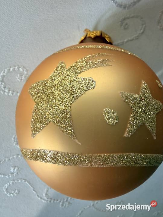 Bombki Szklane Choinkowe Złote z Gwiazdkami 80mm