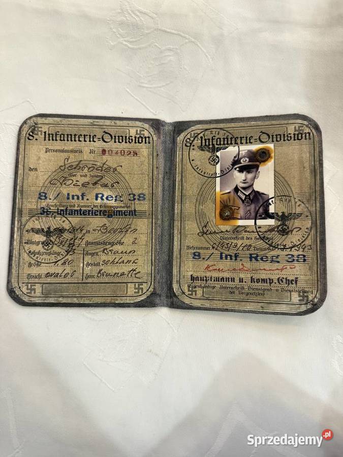 Legitymacja Wermachtu 8 Dywizja Piechoty Militaria Kraków