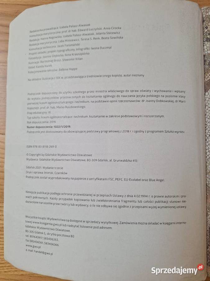 Język polski Sztuka Wyrazu 1 cz 1 GWO LO Podręczniki Gdańsk