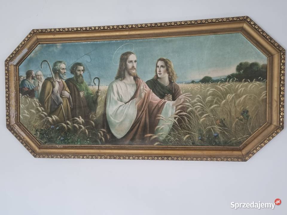 Stary obraz religijny w drewnianej ramie ok Radzionków