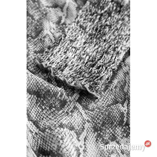Nowa luźna bluzka z wężowym wzorem wężowy wzór szary/srebrny Warszawa