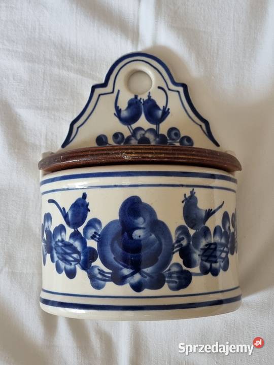 Ceramiczna solniczka ścienna z malunkiem ala Warszawa