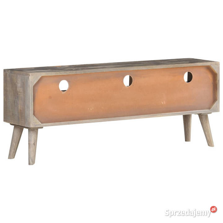 Szafka pod TV szara 130x35x51 lite surowe drewno