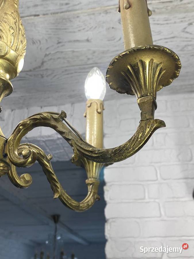 Francuski Żyrandol 23 mosiądz 5ram Antyk Warszawa