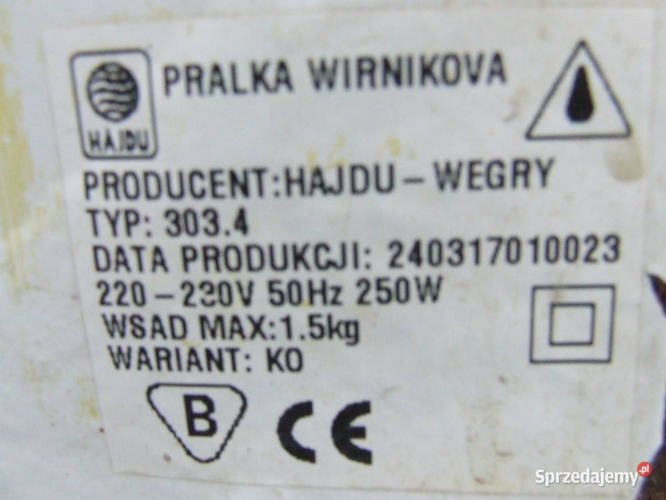 Pralka Frania Hajdu Węgry 3034 Siedlce