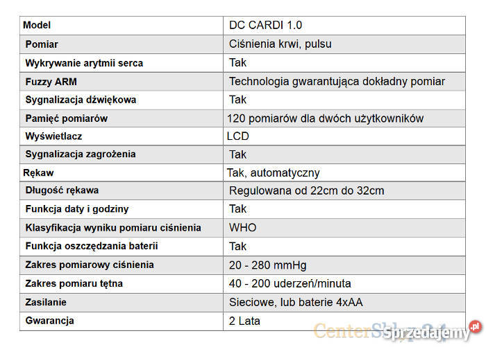 Ciśnieniomierz DrCare CARDI 10 termometr ARYTMIA wielkopolskie