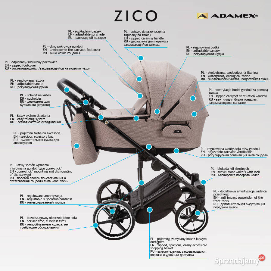 wózek dziecięcy adamex zico 2w1