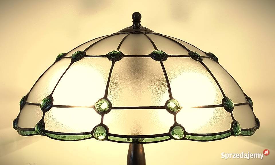 Lampa mosiądz witraż szkło gięte kaboszon Wysoka sprzedam
