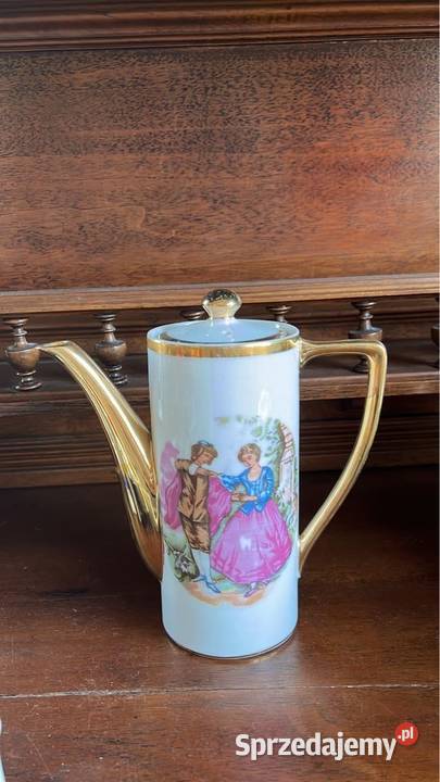 Dzbanek do kawy ze scenkami dworskimi Złocony Gdańsk