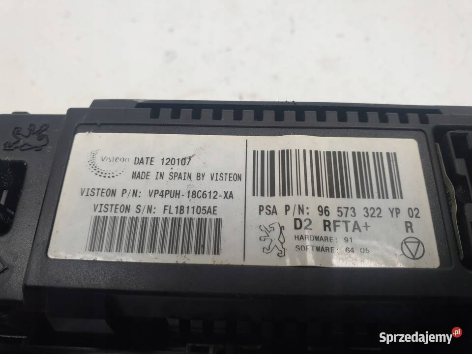 PANEL KLIMATYZACJI PEUGEOT 407 96573322YP Rudka