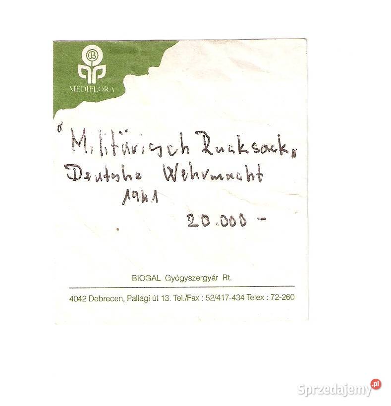 Plecak Wehrmachtu 1941r oznakowany Dąbrowa Górnicza