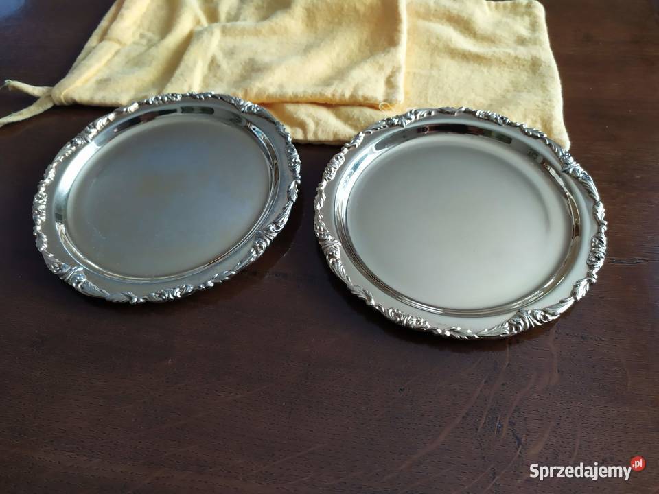 Dwa srebrne talerze pozłacane 24 karatowym Kraków
