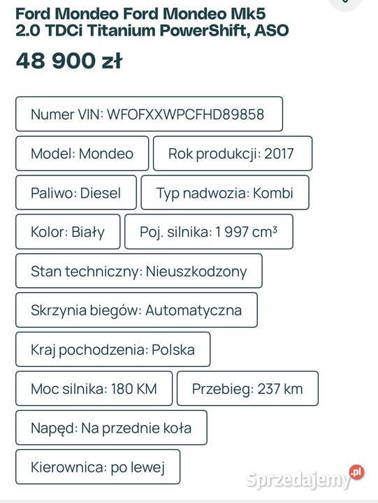 Ford Mondeo mk5 20 TDCi Titanium Power Shift śląskie Ruda Śląska