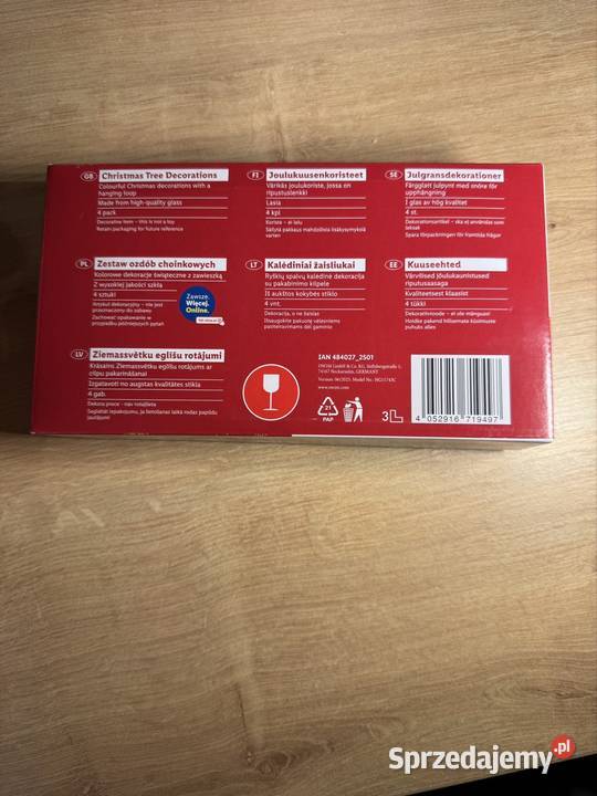 Zestaw 4 bombek choinkowych Szkło 4 ozdoby mazowieckie Warszawa