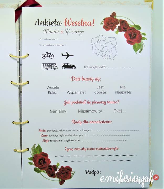 Księga Gości Weselnych Ankiety Zielona Góra