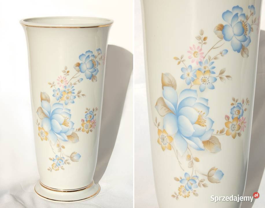 Klasyczny wazon porcelana Ćmielów błękitne Lublin