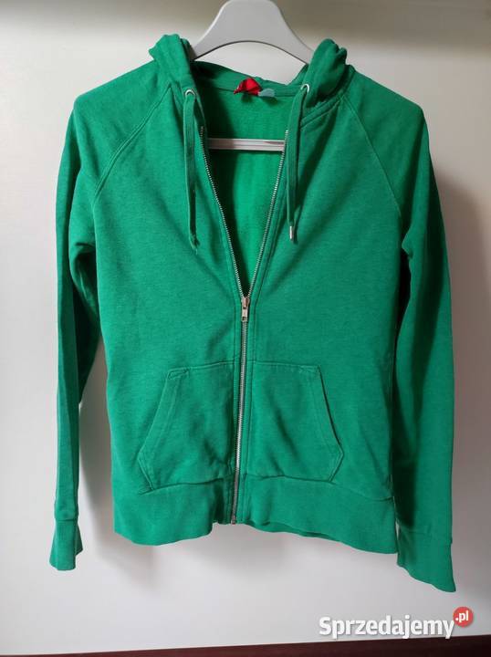 bluza z kapturem sportowa zasuwana z kieszeniami zielony