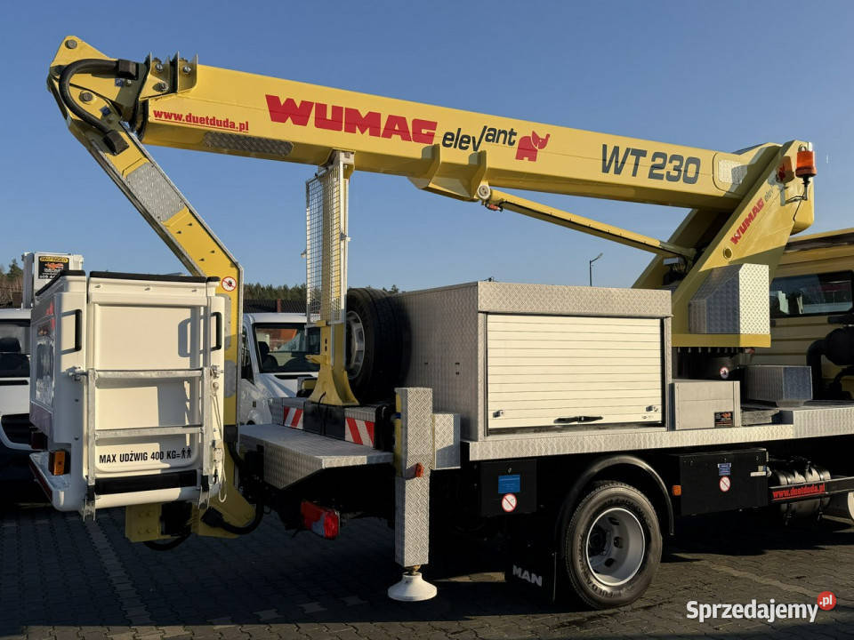 MAN TGL 8210 Zwyżka WUMAG WT 230 23m w bok 18m pierwszy właściciel świętokrzyskie Widełki