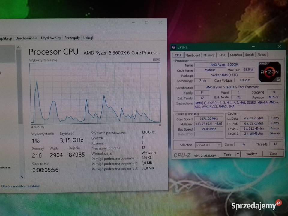 AMD Ryzen 5 3600X 6x38GHz Boost 44GHz AM4 32MB Bydgoszcz