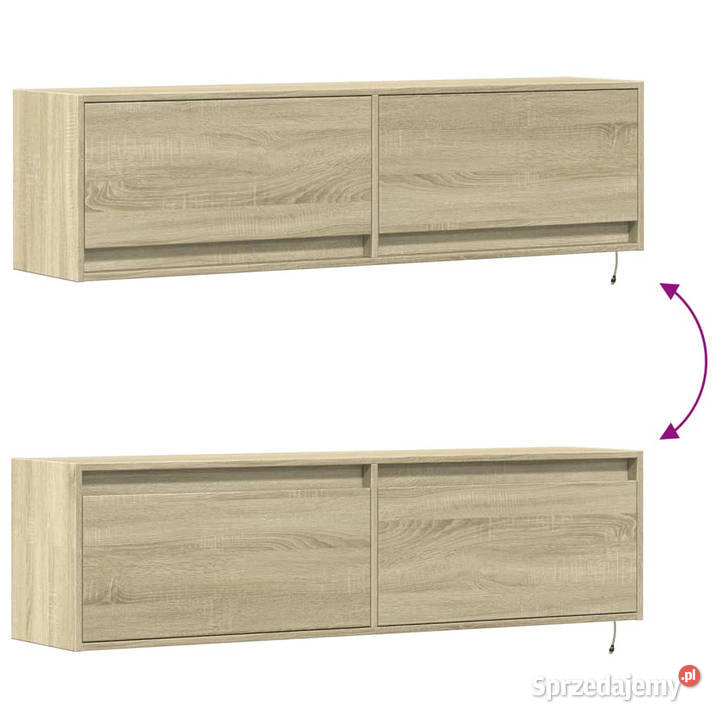 Ścienna szafka TV z LED dąb sonoma 140x31x38 mazowieckie Warszawa